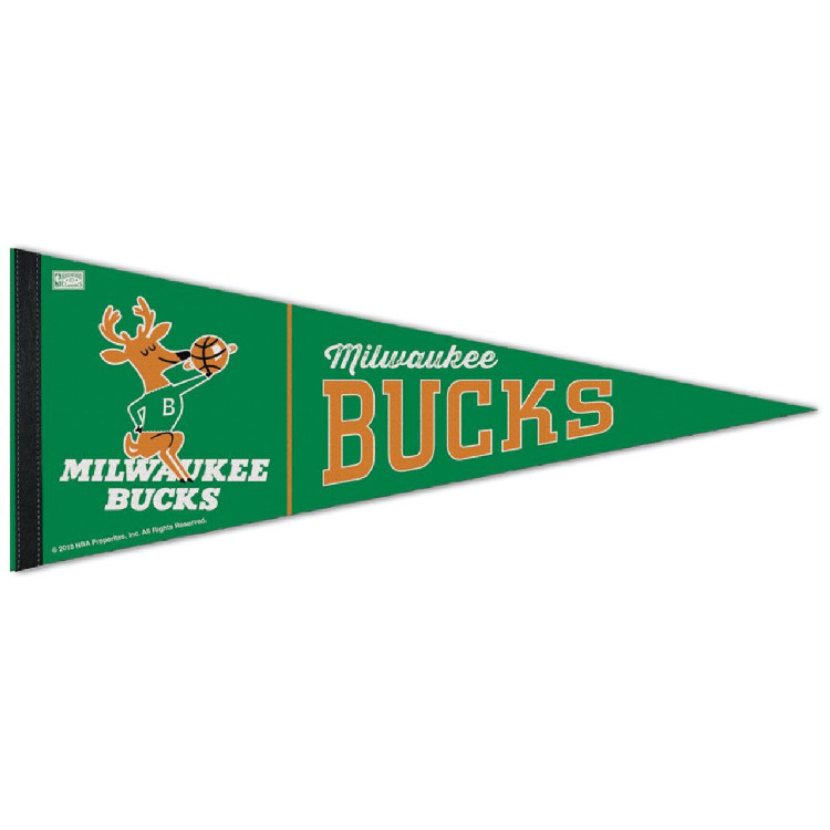 Milwaukee Bucks Pennant 12x30 Premium Style Hardwood Classic Design