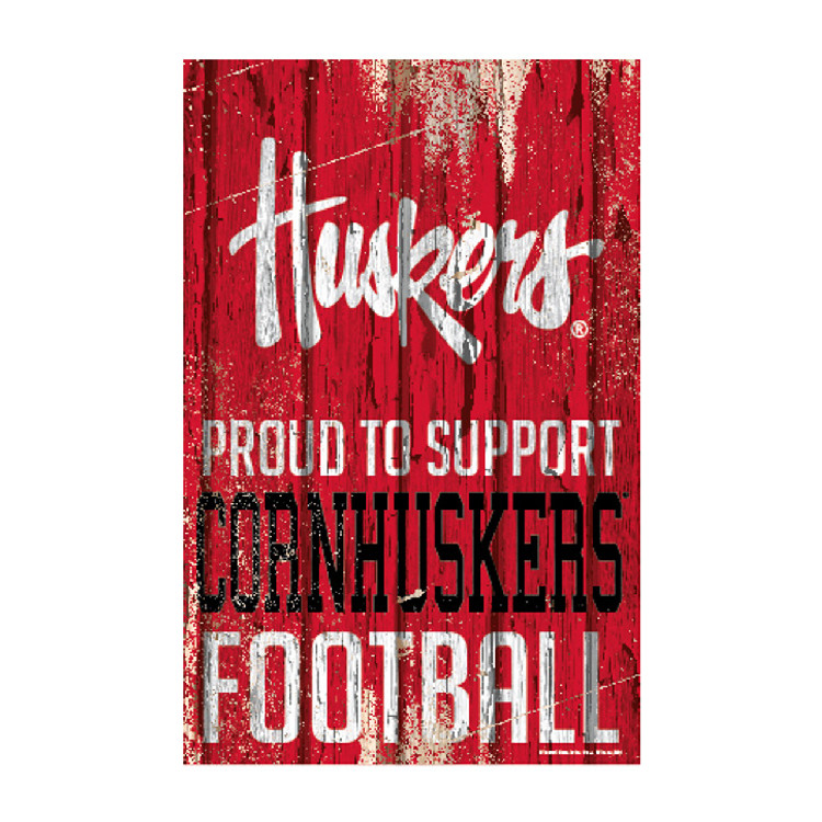 Nebraska Cornhuskers Sign 11x17 Wood Proud to Support Design