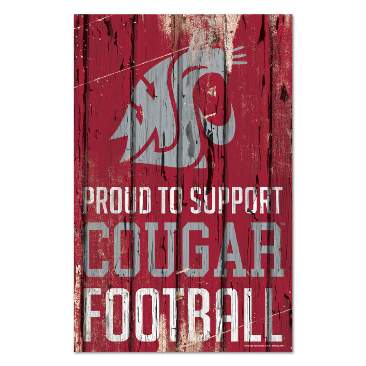 Washington State Cougars Sign 11x17 Wood Proud to Support Design