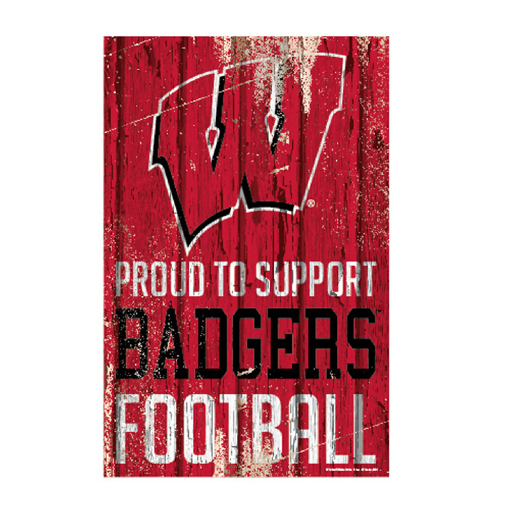 Wisconsin Badgers Sign 11x17 Wood Proud to Support Design