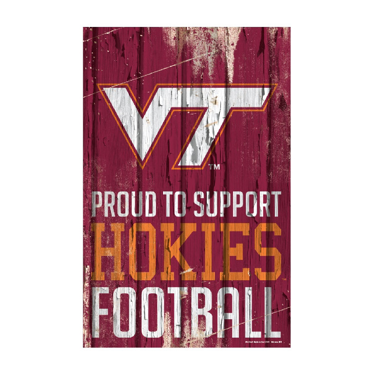 Virginia Tech Hokies Sign 11x17 Wood Proud to Support Design