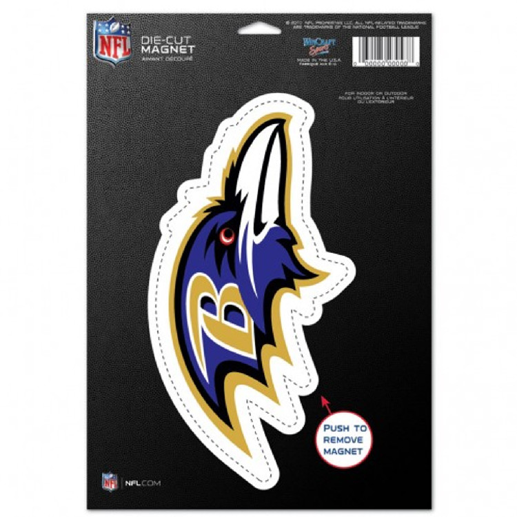 Baltimore Ravens Magnet - 6.5 in x 9 in - Die-Cut - Logo (Side View)