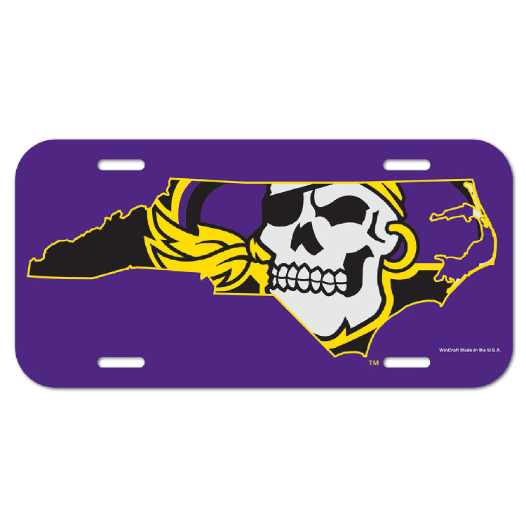 East Carolina Pirates License Plate Plastic Pirate State Logo Design