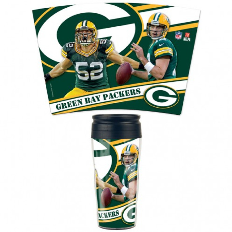 Green Bay Packers Mug 16oz Travel Contour Style