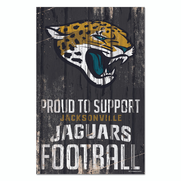 Jacksonville Jaguars Sign 11x17 Wood Proud to Support Design