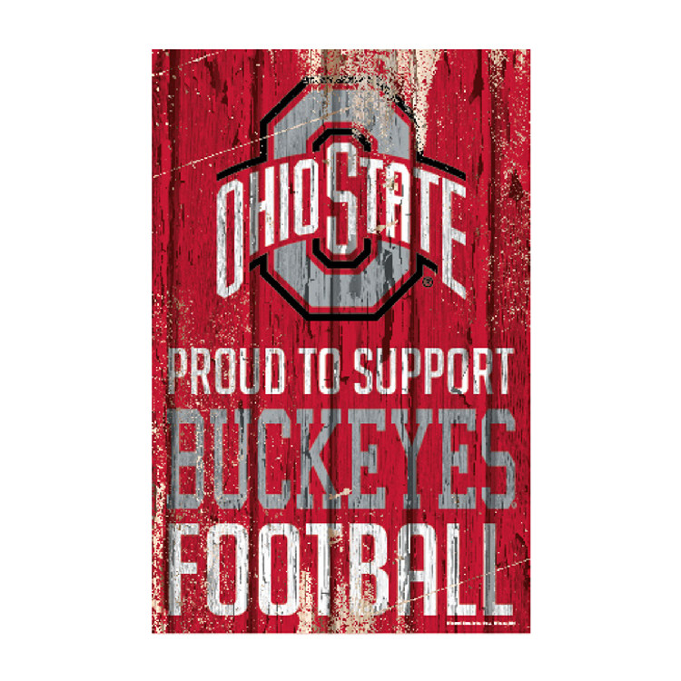 Ohio State Buckeyes Sign 11x17 Wood Proud to Support Design