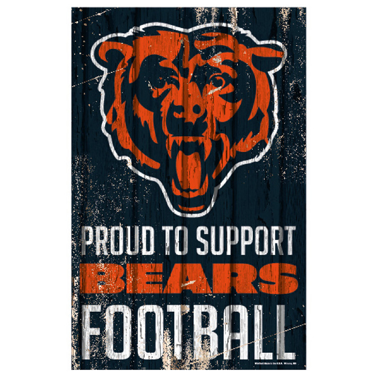 Chicago Bears Sign 11x17 Wood Proud to Support Design