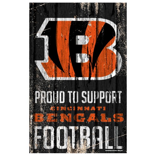 Wincraft Cincinnati Bengals Sign 11x17 Wood Proud to Support Design