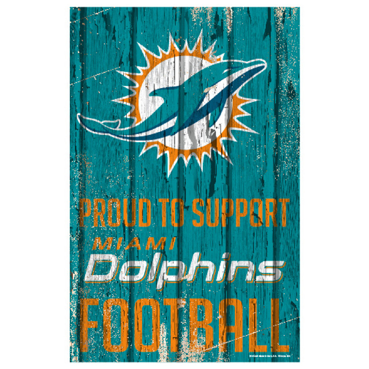 Miami Dolphins Sign 11x17 Wood Proud to Support Design