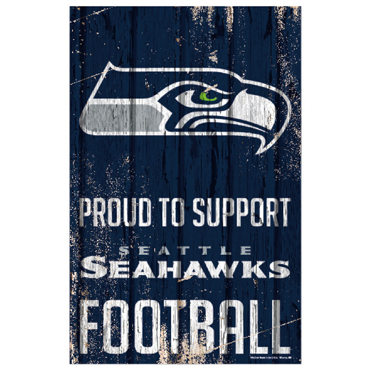 Seattle Seahawks Sign 11x17 Wood Proud to Support Design