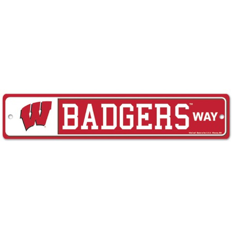 Wisconsin Badgers Sign 3.75x19 Plastic Street Style