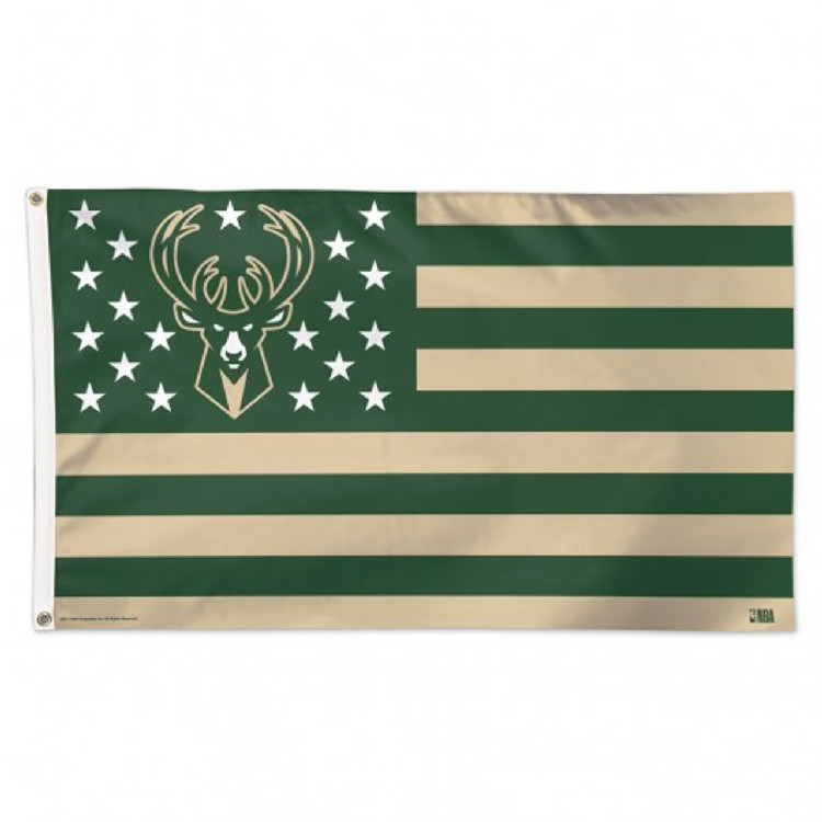 Milwaukee Bucks Flag 3x5 Deluxe Style Stars and Stripes Design