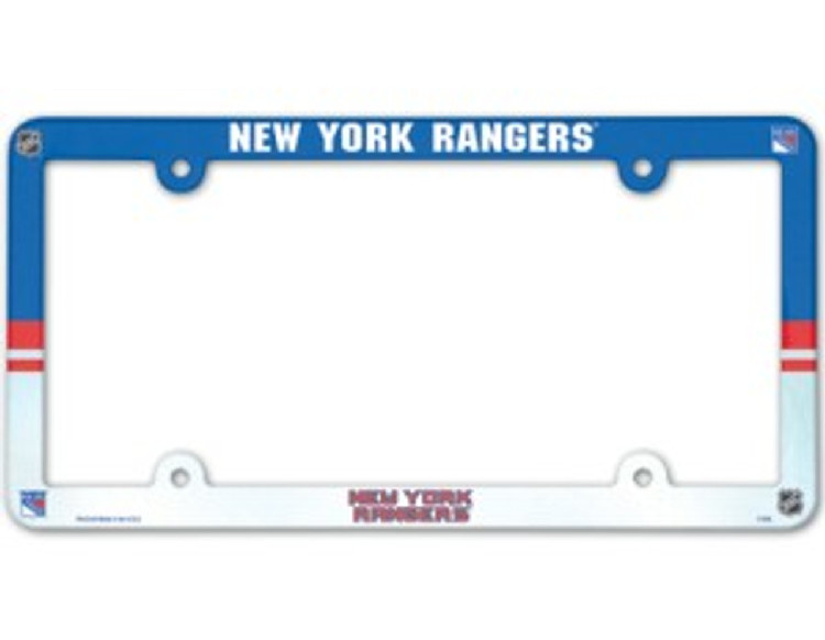 New York Rangers License Plate Frame Plastic Full Color Style