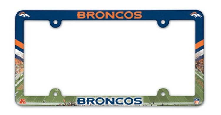 Denver Broncos License Plate Frame Plastic Full Color Style