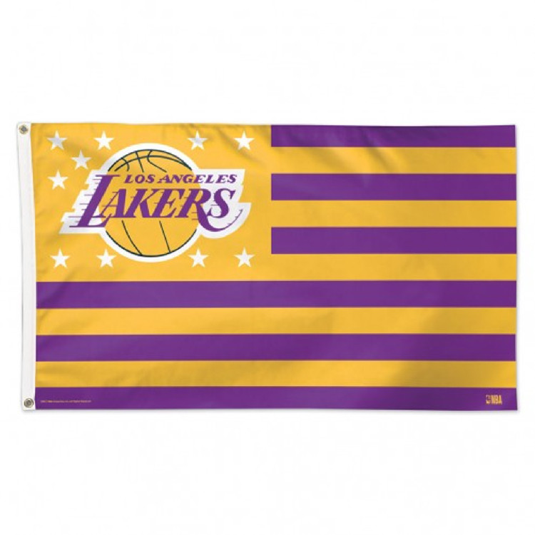 Los Angeles Lakers Flag 3x5 Deluxe Style Stars and Stripes Design