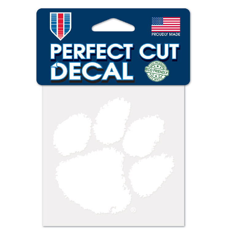 Clemson Tigers Decal 4x4 Perfect Cut White