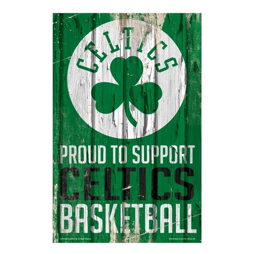 Wincraft Boston Celtics Sign 11x17 Wood Proud to Support Design