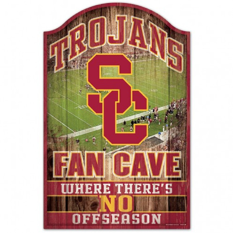 USC Trojans Sign 11x17 Wood Fan Cave Design