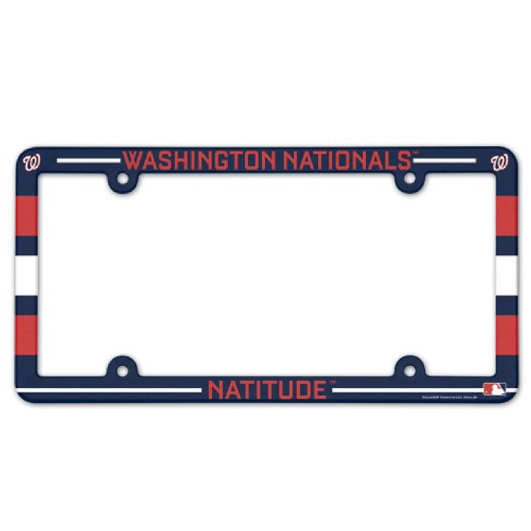 Washington Nationals License Plate Frame Plastic Full Color Style Slogan Design