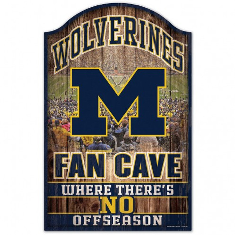 Michigan Wolverines Sign 11x17 Wood Fan Cave Design