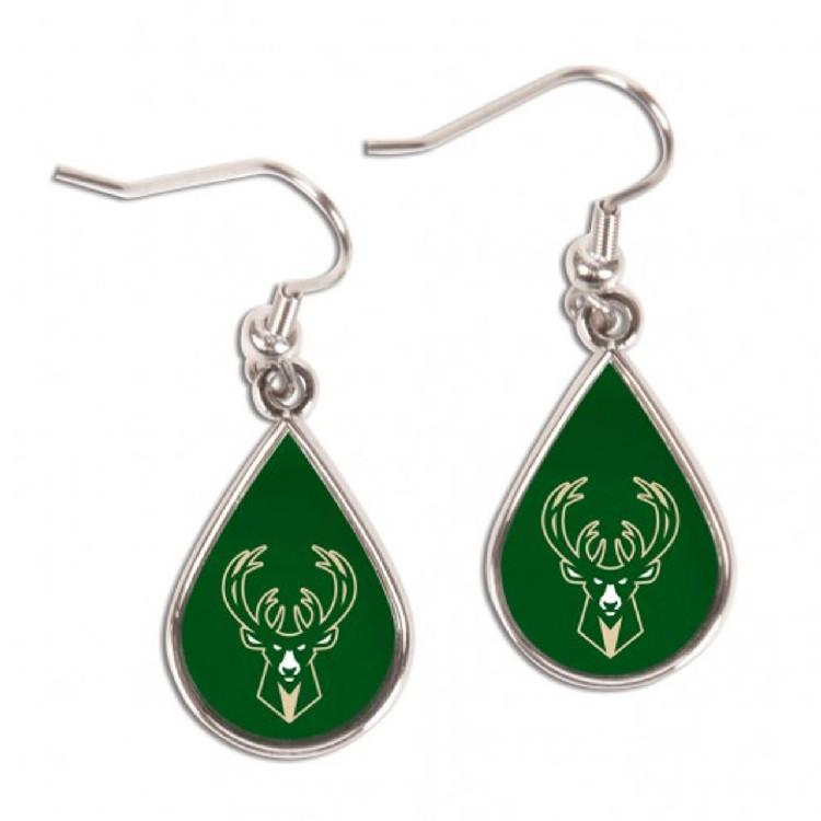 Milwaukee Bucks Earrings Tear Drop Style