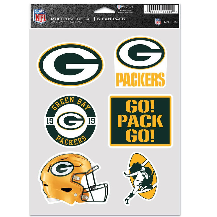 Green Bay Packers Decal Multi Use Fan 6 Pack