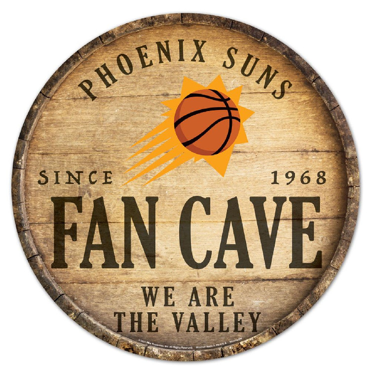 Phoenix Suns Sign Wood 14 Inch Round Barrel Top Design