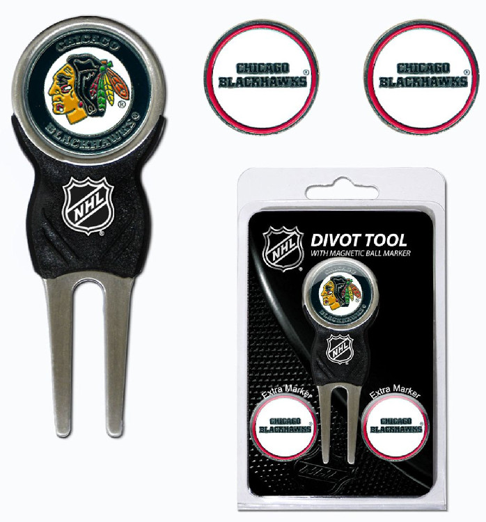 Chicago Blackhawks Golf Divot Tool with 3 Markers