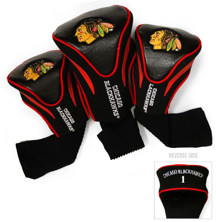 Chicago Blackhawks Golf Club 3 Piece Contour Headcover Set