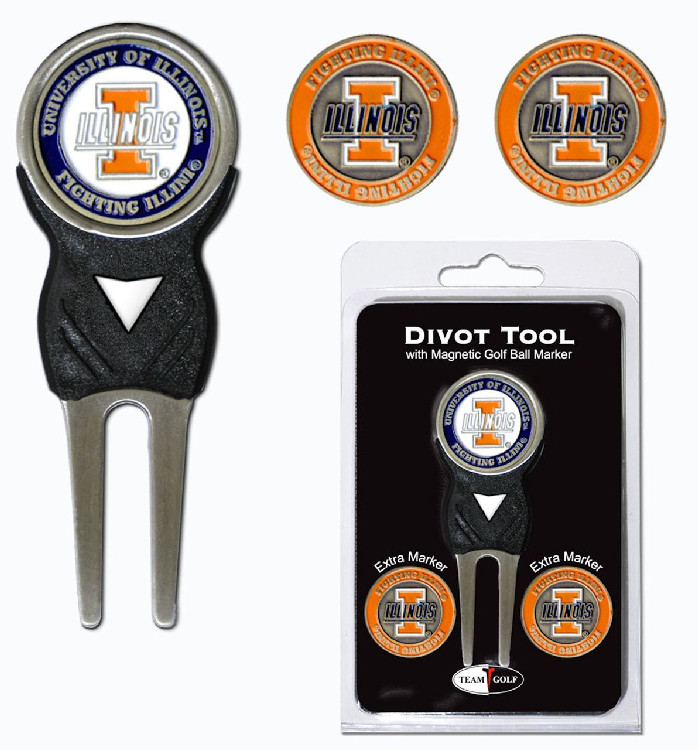 Illinois Fighting Illini Golf Divot Tool with 3 Markers