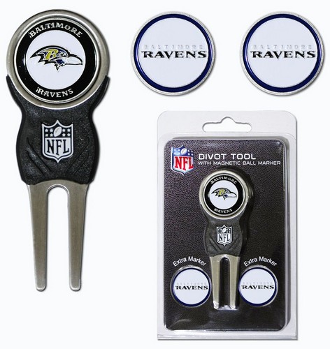 Team Golf Baltimore Ravens Golf Divot Tool with 3 Markers -