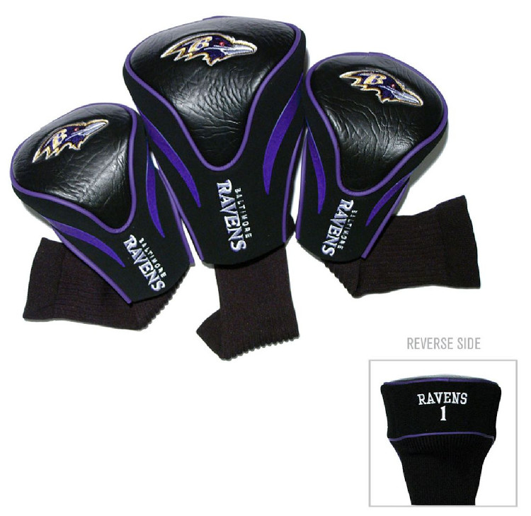 Baltimore Ravens Golf Club 3 Piece Contour Headcover Set