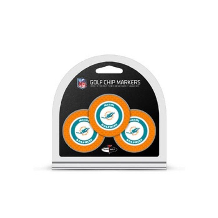 Miami Dolphins Golf Chip with Marker 3 Pack