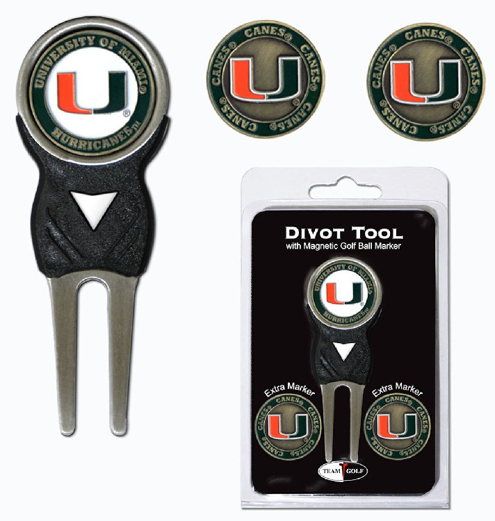 Miami Hurricanes Golf Divot Tool with 3 Markers