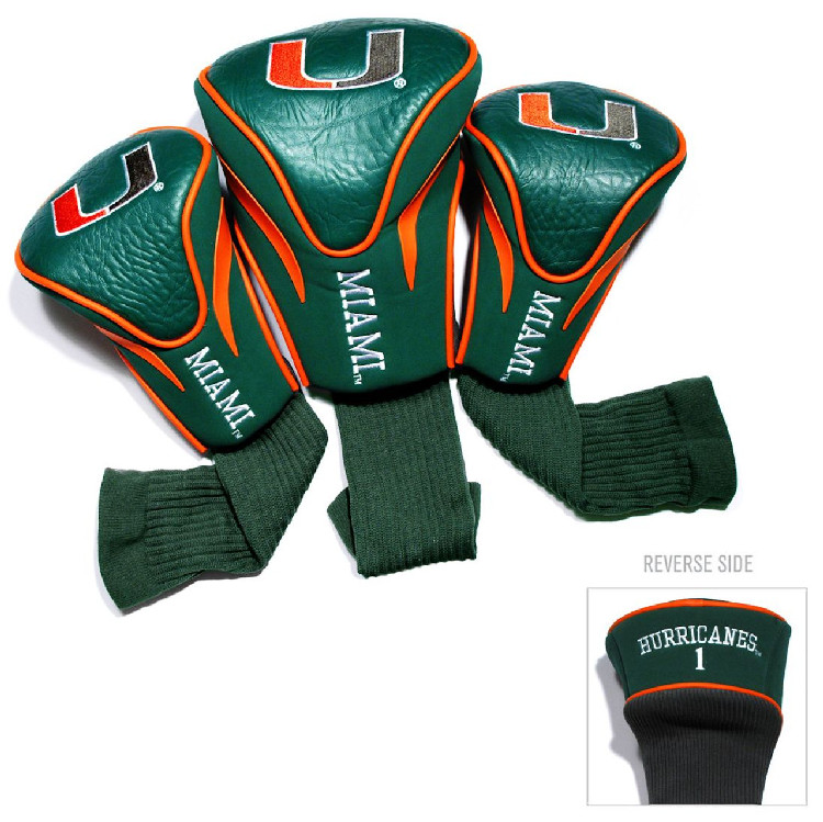 Miami Hurricanes Golf Club 3 Piece Contour Headcover Set