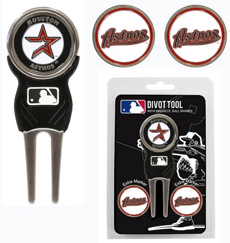 Team Golf Houston Astros Golf Divot Tool with 3 Markers -