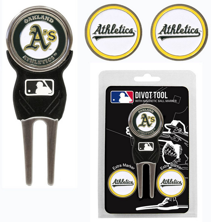 Oakland Athletics Golf Divot Tool with 3 Markers