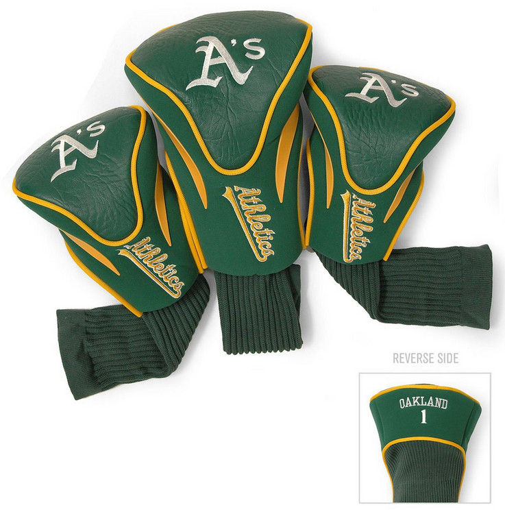 Oakland Athletics Golf Club 3 Piece Contour Headcover Set