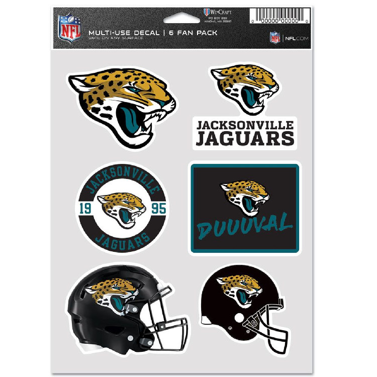 Jacksonville Jaguars Decal Multi Use Fan 6 Pack