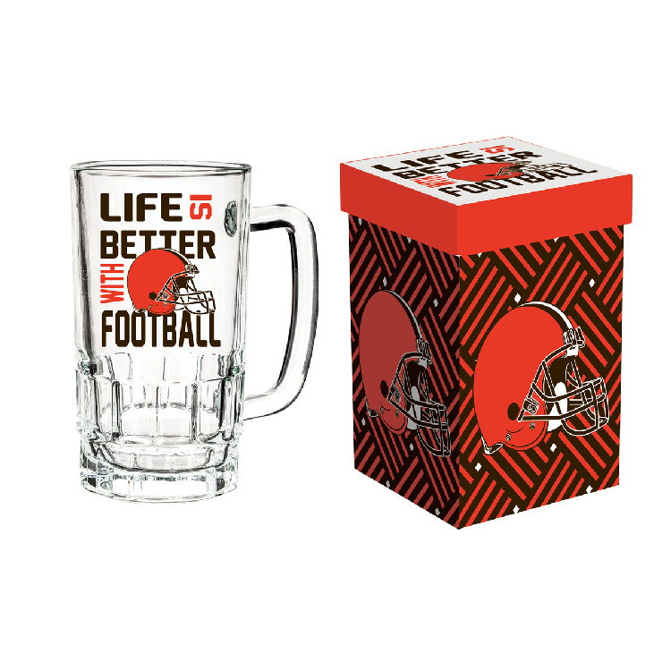 Cleveland Browns Glass 18oz Tankard Boxed