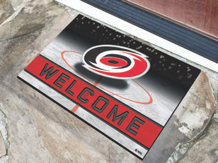 Carolina Hurricanes Door Mat 18x30 Welcome Crumb Rubber