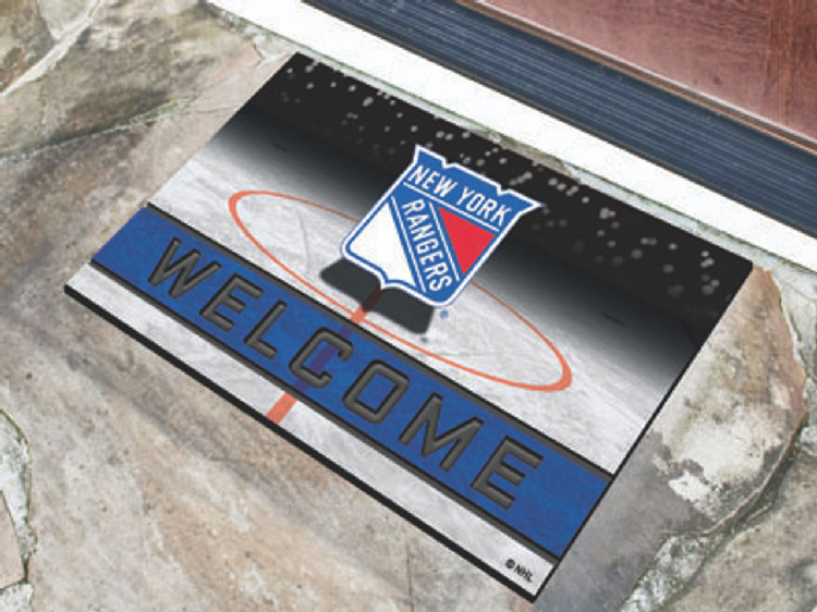 New York Rangers Door Mat 18x30 Welcome Crumb Rubber