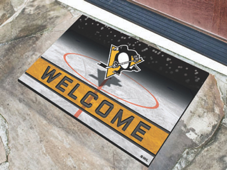 Pittsburgh Penguins Door Mat 18x30 Welcome Crumb Rubber