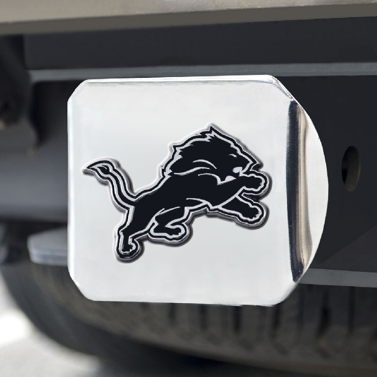 Detroit Lions Hitch Cover Chrome Emblem on Chrome