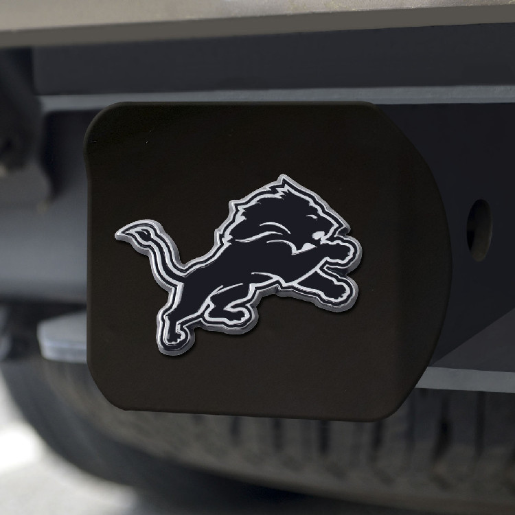 Detroit Lions Hitch Cover Chrome Emblem on Black