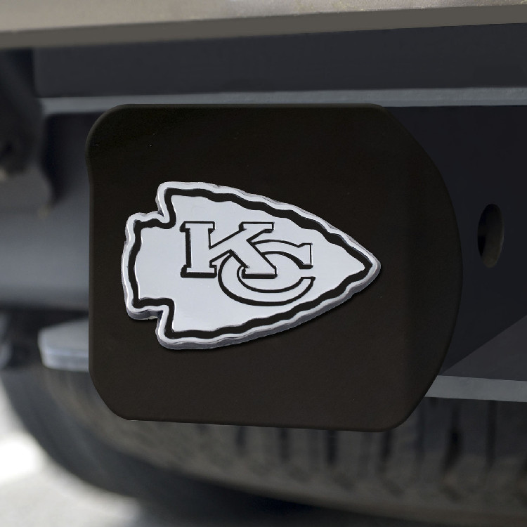 Kansas City Chiefs Hitch Cover Chrome Emblem on Black