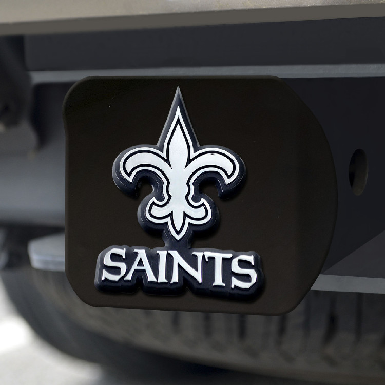 New Orleans Saints Hitch Cover Chrome Emblem on Black