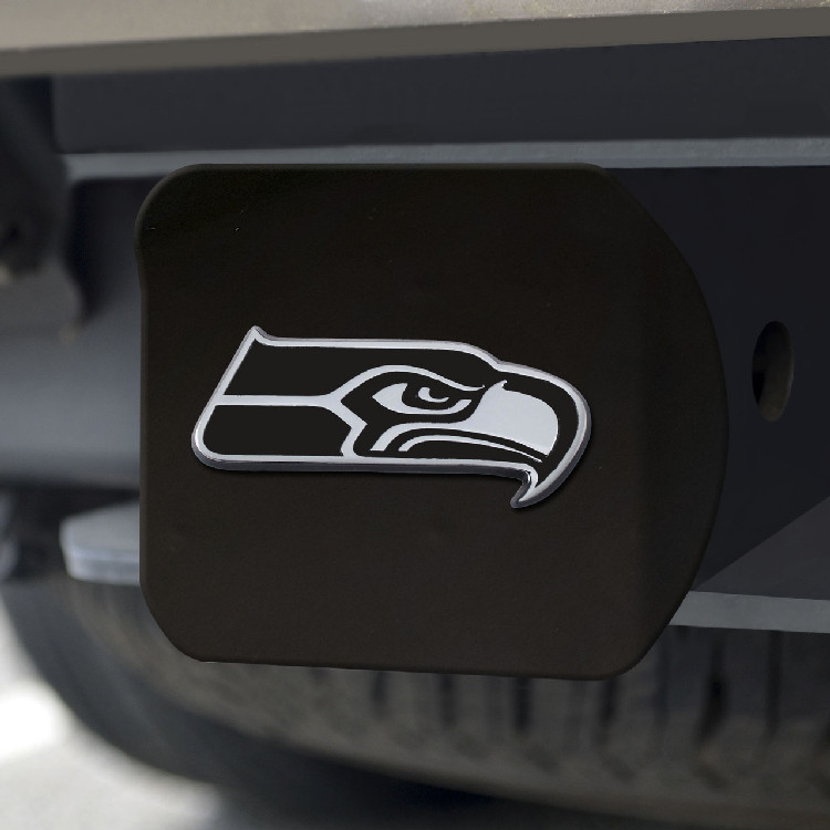 Seattle Seahawks Hitch Cover Chrome Emblem on Black