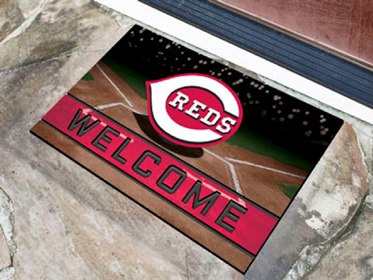 Cincinnati Reds Door Mat 18x30 Welcome Crumb Rubber