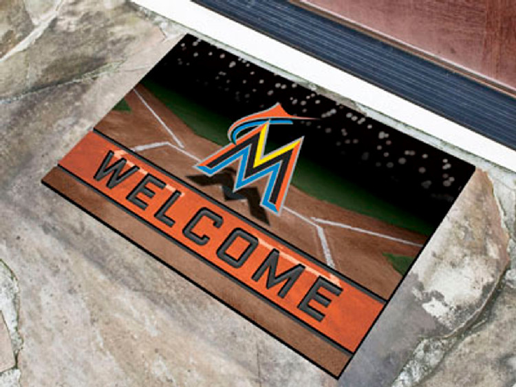 Miami Marlins Door Mat 18x30 Welcome Crumb Rubber